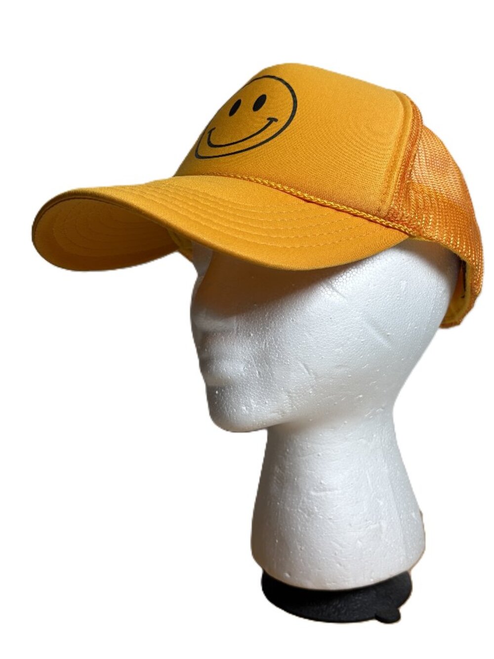 Otto Collection Yellow Black Smiley Face Trucker Hat Mesh Snapback Retro